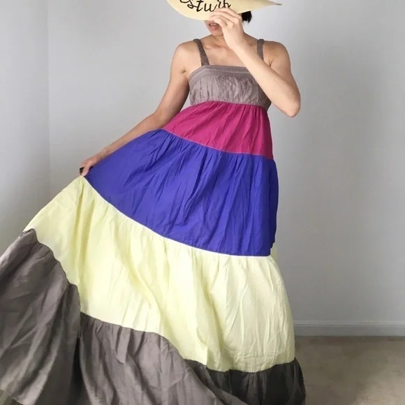 Mango | Dresses | Mango Mng Resort Color Block Maxi Dress Euc Size M |  Poshmark